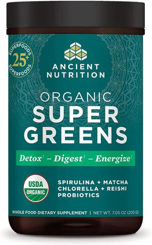 ANCIENT NUTRITION - Ancient Nutrition Super Greens Powder 25 Servicios 200Gr. - The Red Vitamin MX - Suplementos Alimenticios - {{ shop.shopifyCountryName }}