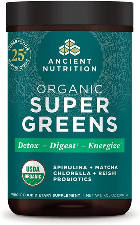 ANCIENT NUTRITION - Ancient Nutrition Super Greens Powder 25 Servicios 200Gr. - The Red Vitamin MX - Suplementos Alimenticios - {{ shop.shopifyCountryName }}