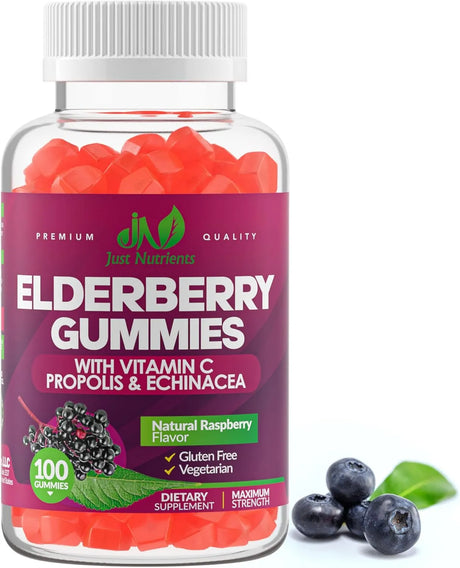 JUST NUTRIENTS - Just Nutrients Elderberry Sambucus Gummies with Vitamin C 100 Gomitas - The Red Vitamin MX - Suplementos Alimenticios - {{ shop.shopifyCountryName }}