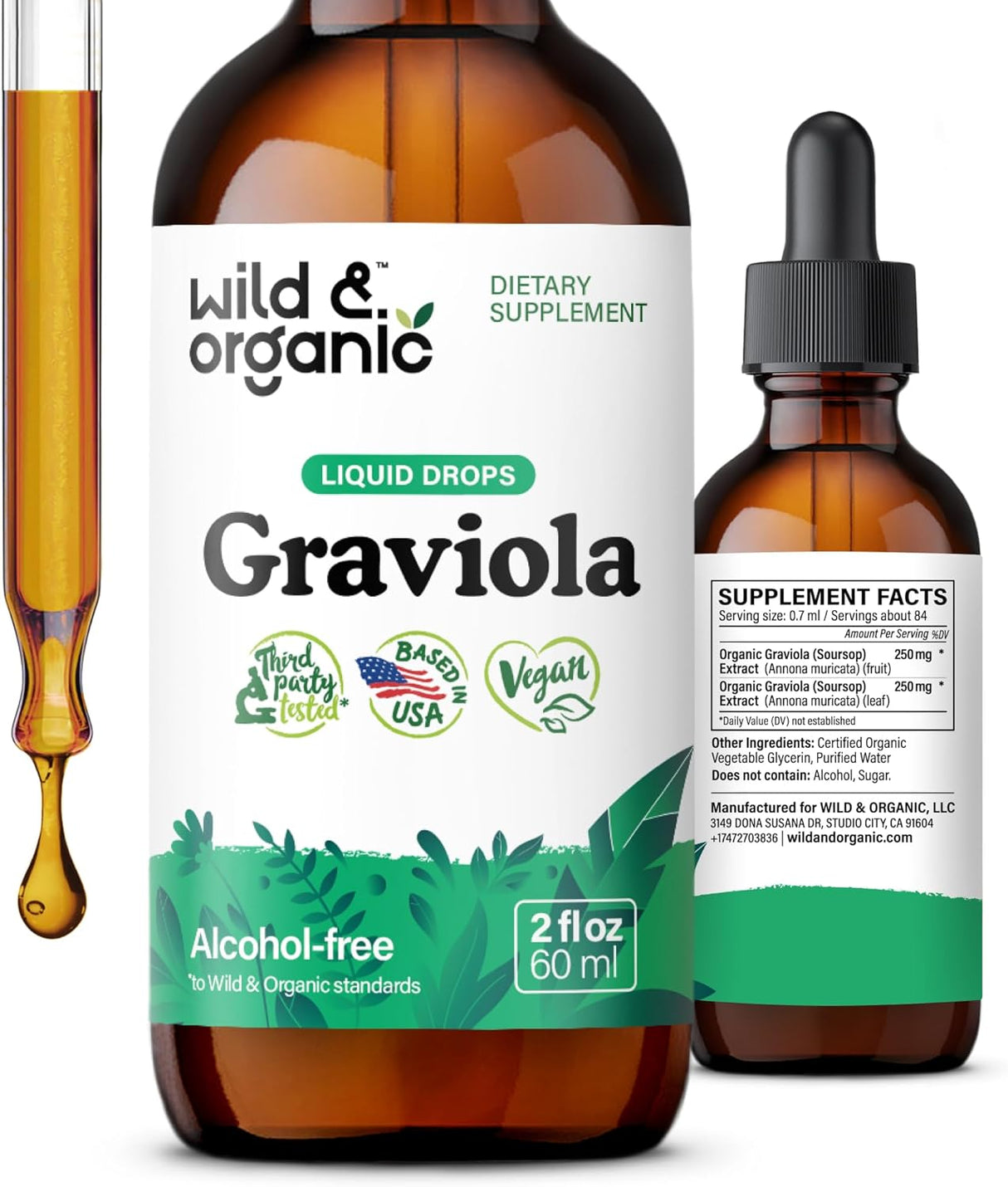 Wild & Organic Soursop Graviola Liquid Drops 2 Fl.Oz.