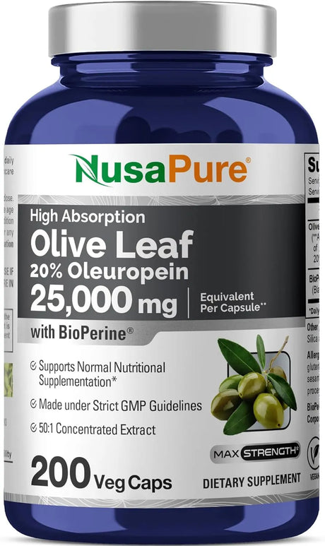 NUSAPURE - NusaPure Olive Leaf Extract 25,000Mg. 200 Capsulas - The Red Vitamin MX - Suplementos Alimenticios - {{ shop.shopifyCountryName }}