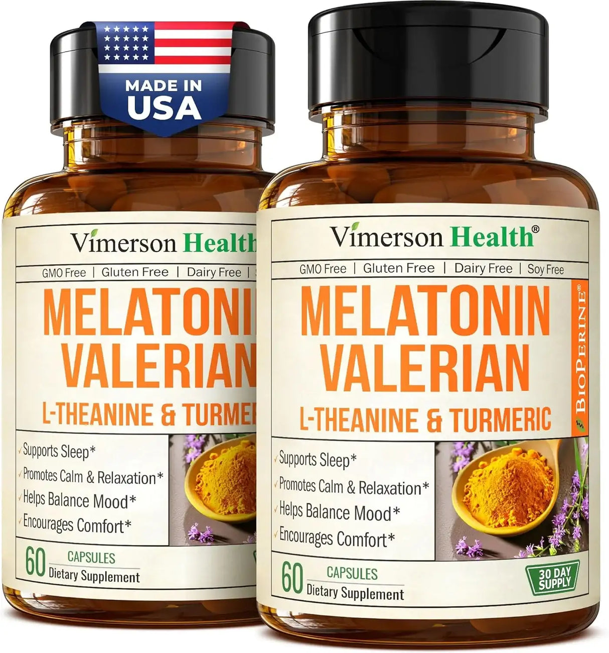 VIMERSON HEALTH - Vimerson Health Melatonin Sleep Aid with L Theanine & Valerian Root 60 Capsulas 2 Pack - The Red Vitamin MX - Suplementos Alimenticios - {{ shop.shopifyCountryName }}