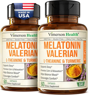 VIMERSON HEALTH - Vimerson Health Melatonin Sleep Aid with L Theanine & Valerian Root 60 Capsulas 2 Pack - The Red Vitamin MX - Suplementos Alimenticios - {{ shop.shopifyCountryName }}