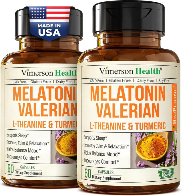 VIMERSON HEALTH - Vimerson Health Melatonin Sleep Aid with L Theanine & Valerian Root 60 Capsulas 2 Pack - The Red Vitamin MX - Suplementos Alimenticios - {{ shop.shopifyCountryName }}