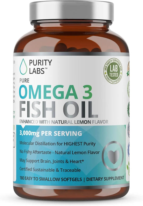 PURITY LABS - Purity Labs Omega 3 Fish Oil 3000Mg. 180 Capsulas Blandas - The Red Vitamin MX - Suplementos Alimenticios - {{ shop.shopifyCountryName }}