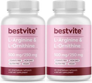 BESTVITE - BESTVITE L-Arginine L-Ornithine 500-250Mg. 120 Capsulas 2 Pack - The Red Vitamin MX - Suplementos Alimenticios - {{ shop.shopifyCountryName }}