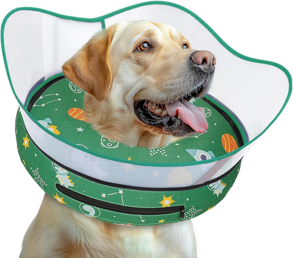 Toptakeit Elevated Inflatable Dog Cone Collar GREEN XXLARGE