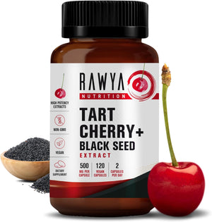 RAWYA Nutrition Tart Cherry Extract with Black Seed Powder 500Mg. 120 Capsulas