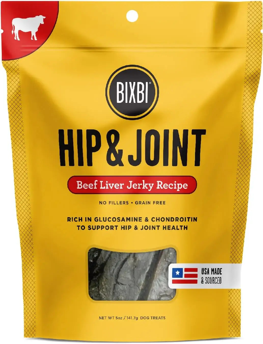 BIXBI - BIXBI Hip & Joint Support Beef Liver Jerky Dog Treats 141Gr. - The Red Vitamin MX - Cuidado De Cadera Y Articulaciones Para Perros - {{ shop.shopifyCountryName }}