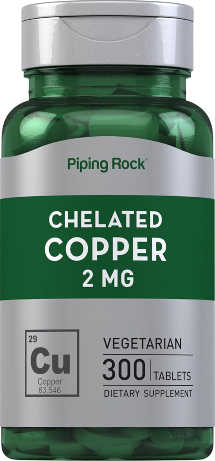 Piping Rock Chelated Copper 2Mg. 300 Tabletas