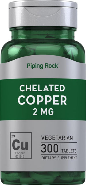 Piping Rock Chelated Copper 2Mg. 300 Tabletas