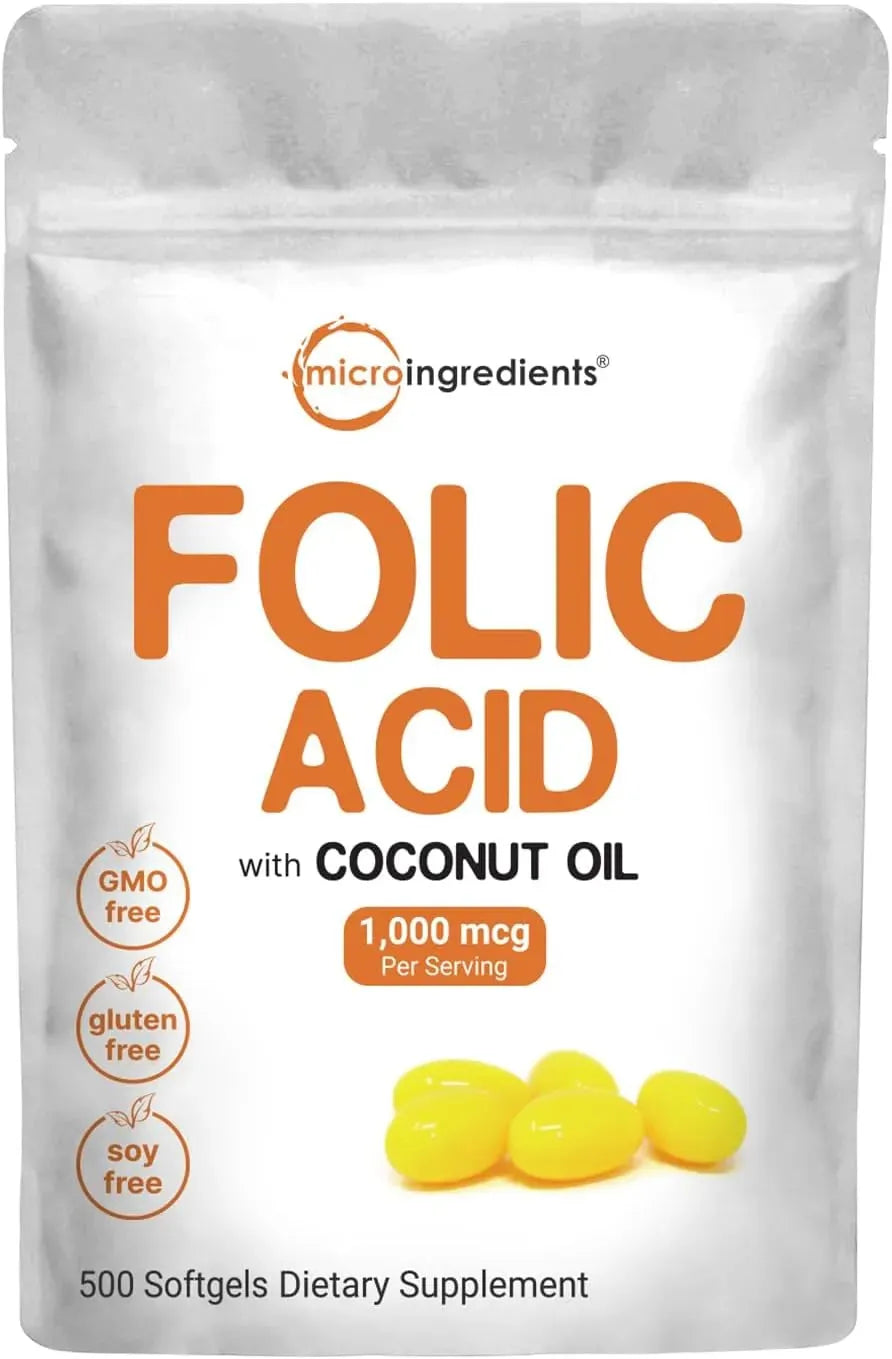 MICRO INGREDIENTS - Micro Ingredients Folic Acid 1,000mcg 500 Capsulas Blandas - The Red Vitamin MX - Suplementos Alimenticios - {{ shop.shopifyCountryName }}