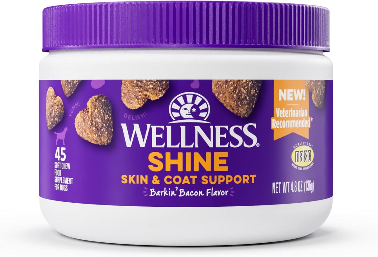 Wellness Barkin' Bacon Flavored Soft Chew Skin & Coat 45 Masticables