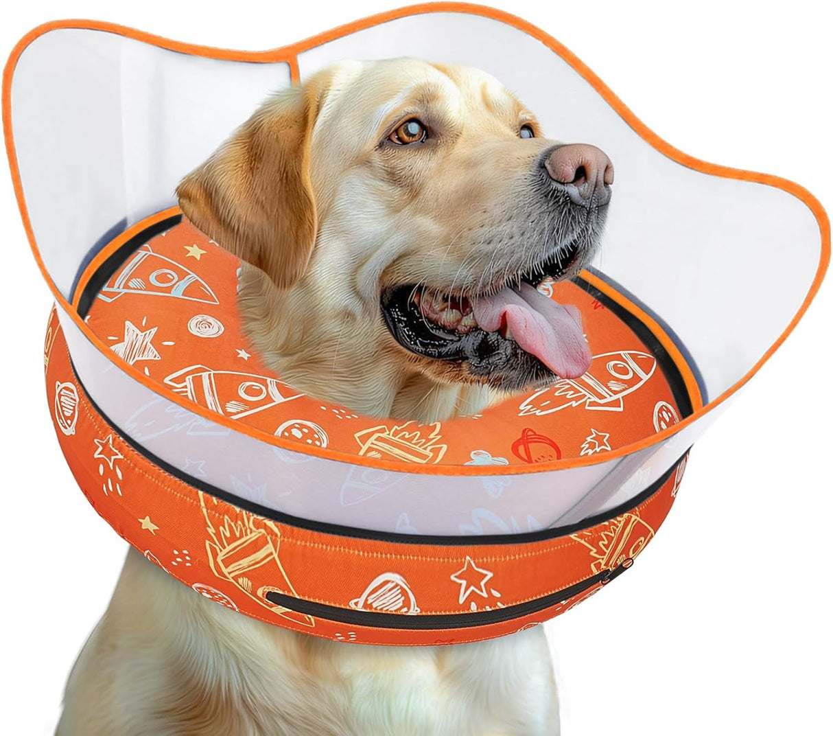 Toptakeit Elevated Inflatable Dog Cone Collar ORANGE XLARGE
