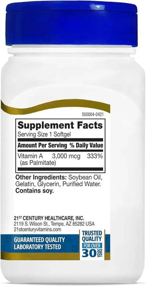 21ST CENTURY - 21st Century A 10,000 I.U. 110 Capsulas Blandas - The Red Vitamin MX - Suplementos Alimenticios - {{ shop.shopifyCountryName }}