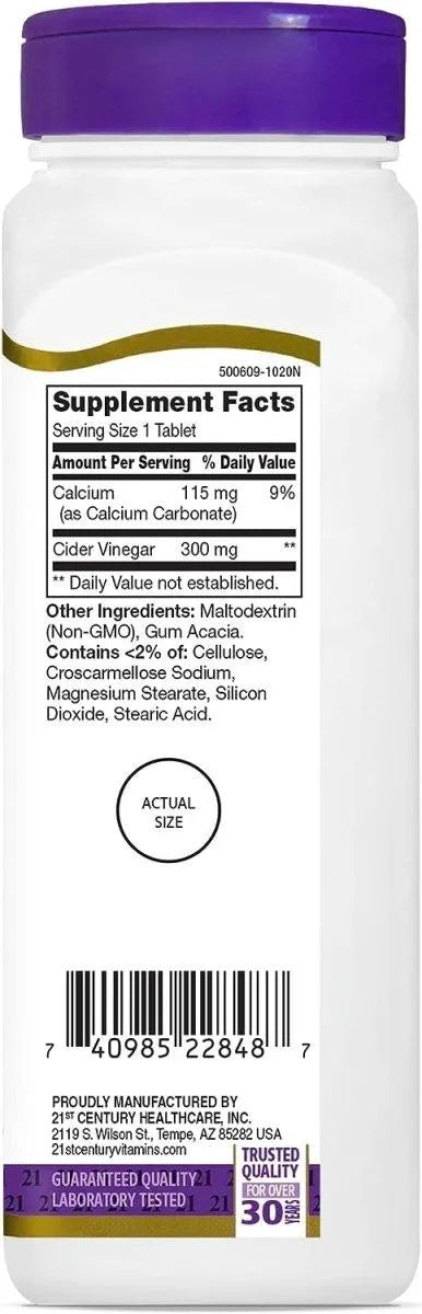 21ST CENTURY - 21st Century Apple Cider Vinegar 300Mg. 250 Tabletas - The Red Vitamin MX - Suplementos Alimenticios - {{ shop.shopifyCountryName }}