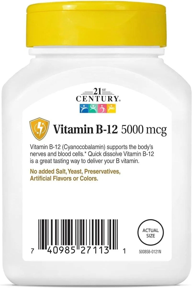 21ST CENTURY - 21st Century B-12 5000mcg 110 Tabletas Sublinguales - The Red Vitamin MX - Suplementos Alimenticios - {{ shop.shopifyCountryName }}