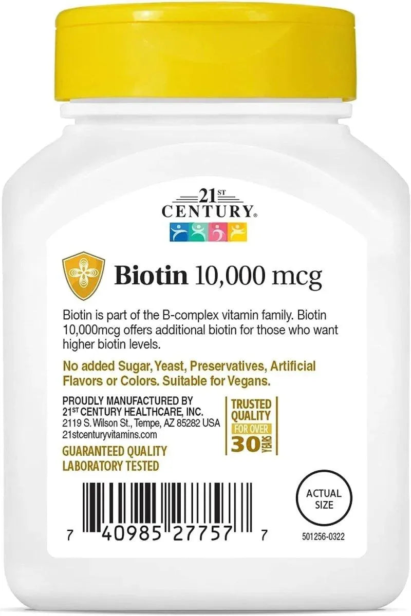 21ST CENTURY - 21st Century Biotin 10,000 mcg 120 Tabletas - The Red Vitamin MX - Suplementos Alimenticios - {{ shop.shopifyCountryName }}