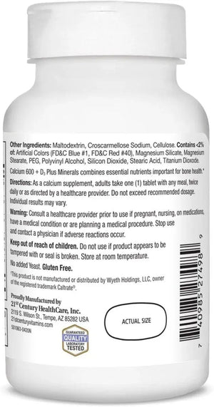 21ST CENTURY - 21st Century Calcium 600 Plus D Plus Minerals 120 Tabletas - The Red Vitamin MX - Suplementos Alimenticios - {{ shop.shopifyCountryName }}