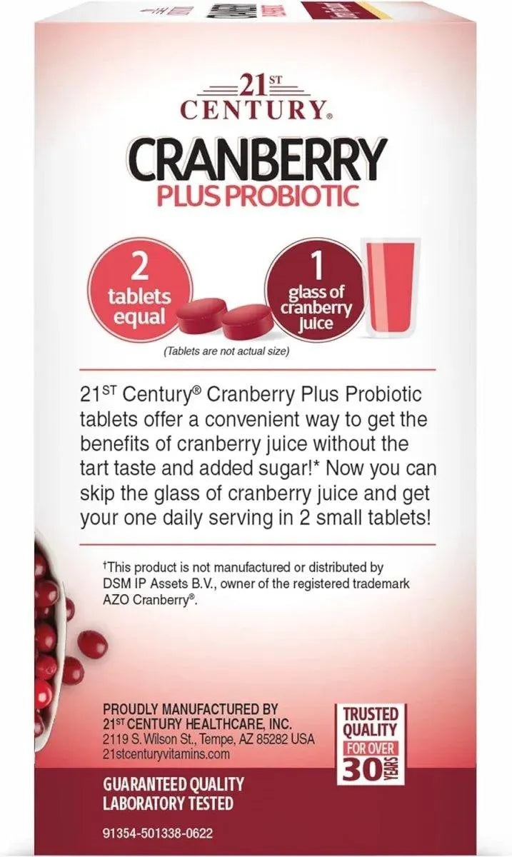 21ST CENTURY - 21st Century Cranberry Plus Probiotic 60 Tabletas - The Red Vitamin MX - Suplementos Alimenticios - {{ shop.shopifyCountryName }}