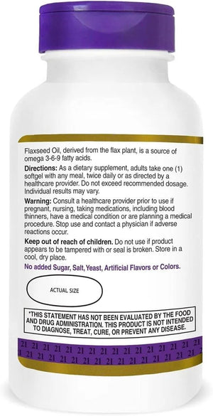 21ST CENTURY - 21st Century Flaxseed Oil 1000Mg. 120 Capsulas Blandas - The Red Vitamin MX - Suplementos Alimenticios - {{ shop.shopifyCountryName }}