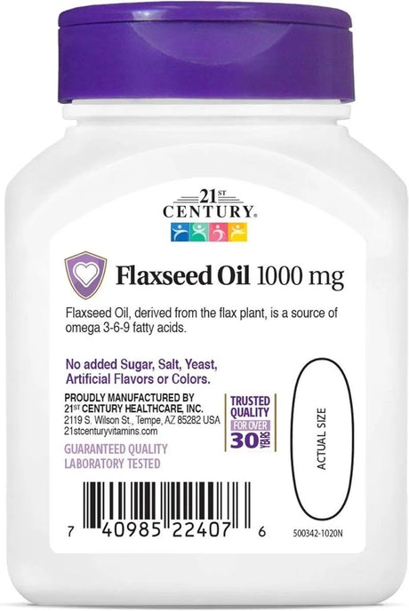 21ST CENTURY - 21st Century Flaxseed Oil 1000Mg. 60 Capsulas Blandas - The Red Vitamin MX - Suplementos Alimenticios - {{ shop.shopifyCountryName }}