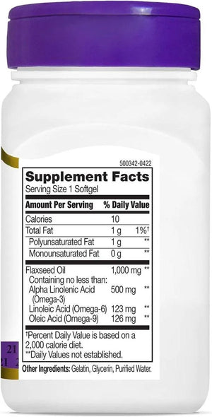 21ST CENTURY - 21st Century Flaxseed Oil 1000Mg. 60 Capsulas Blandas - The Red Vitamin MX - Suplementos Alimenticios - {{ shop.shopifyCountryName }}