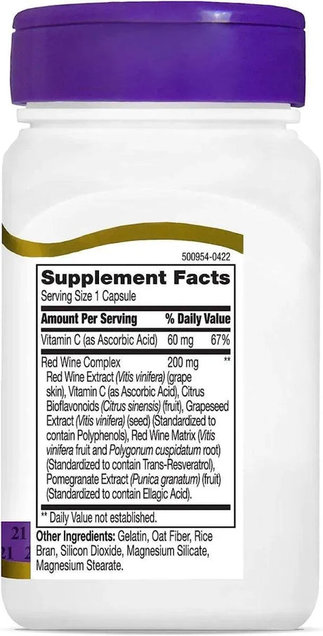 21ST CENTURY - 21st Century Resveratrol Red Wine Extract 90 Capsulas - The Red Vitamin MX - Suplementos Alimenticios - {{ shop.shopifyCountryName }}