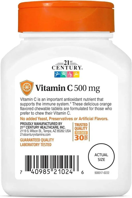 21ST CENTURY - 21st Century Vitamin C 500Mg. Chewable Tablets 110 Tabletas Masticables - The Red Vitamin MX - Suplementos Alimenticios - {{ shop.shopifyCountryName }}