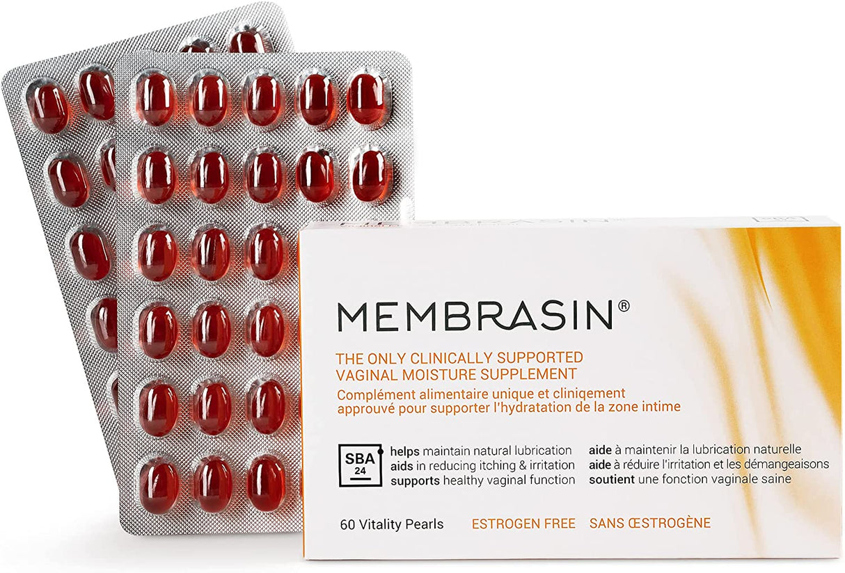 Membrasin Vitality Pearls Estrogen-Free Feminine Moisture Oral Supplement 60 Capsulas Blandas - The Red Vitamin MX