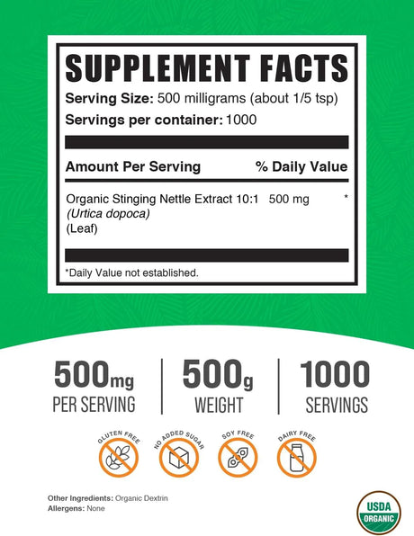 BULK SUPPLEMENTS - Bulk Supplements Organic Stinging Nettle Extract 500Gr. - The Red Vitamin MX - Suplementos Alimenticios - {{ shop.shopifyCountryName }}