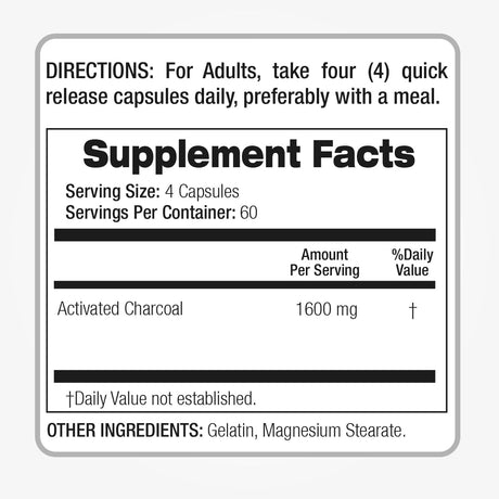 FITO MEDIC'S Lab Activated Charcoal 1600Mg. 240 Capsulas