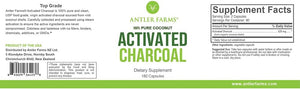 Antler Farms 100% Pure Coconut Activated Charcoal 260Mg. 180 Capsulas