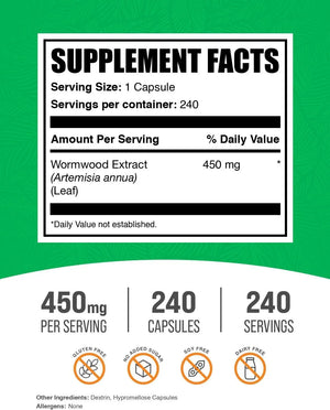 BULK SUPPLEMENTS - Bulk Supplements Wormwood Extract 450Mg. 240 Capsulas - The Red Vitamin MX - Suplementos Alimenticios - {{ shop.shopifyCountryName }}