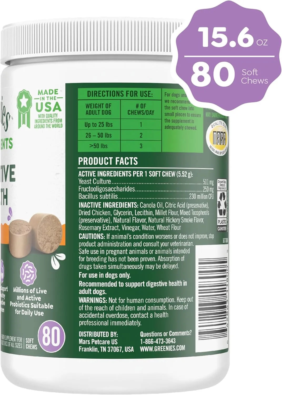GREENIES - Greenies Supplements Digestive Health Probiotics for Dogs Chicken Flavor 80 Masticables - The Red Vitamin MX - Probióticos Para Perros - {{ shop.shopifyCountryName }}
