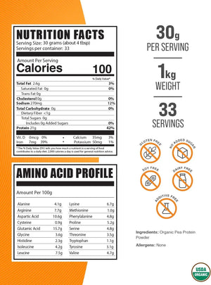 BULK SUPPLEMENTS - Bulk Supplements Organic Pea Protein Powder 1 Kg. - The Red Vitamin MX - Suplementos Alimenticios - {{ shop.shopifyCountryName }}