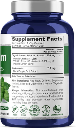 NUSAPURE - NusaPure Lemon Balm 6000Mg. 200 Capsulas - The Red Vitamin MX - Suplementos Alimenticios - {{ shop.shopifyCountryName }}