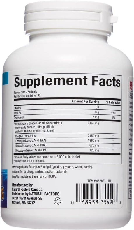 NATURAL FACTORS - Natural Factors Ultra Strength RxOmega-3 Fish Oil 60 Capsulas Blandas - The Red Vitamin MX - Suplementos Alimenticios - {{ shop.shopifyCountryName }}