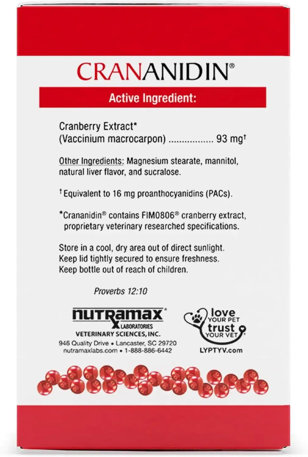 NUTRAMAX - Nutramax Laboratories Crananidin Cranberry Extract Urinary Tract Health Supplement for Dogs 75 Tabletas Masticables - The Red Vitamin MX - Salud De Tracto Urinario Para Perros - {{ shop.shopifyCountryName }}