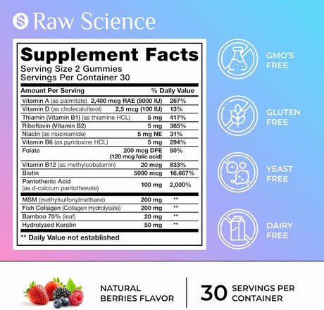 S RAW SCIENCE Biotin Collagen Gummies 60 Gomitas