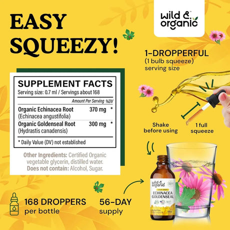 WILD & ORGANIC - Wild & Organic Echinacea Goldenseal Tincture 4 Fl.Oz. - The Red Vitamin MX - Suplementos Alimenticios - {{ shop.shopifyCountryName }}