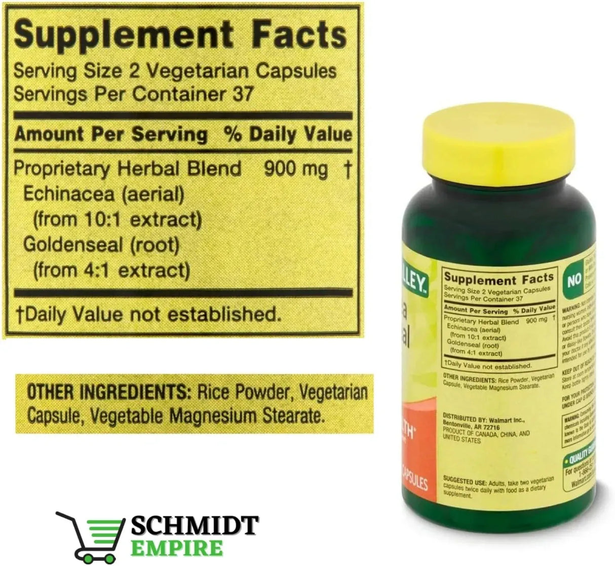 SPRING VALLEY - Spring Valley Echinacea Goldenseal Blend 900Mg. 75 Capsulas 2 Pack - The Red Vitamin MX - Suplementos Alimenticios - {{ shop.shopifyCountryName }}