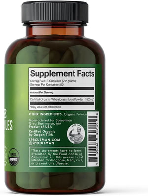 SPROUTMAN - Sproutman Organic Wheatgrass Juice Powder 150 Capsulas - The Red Vitamin MX - Suplementos Alimenticios - {{ shop.shopifyCountryName }}