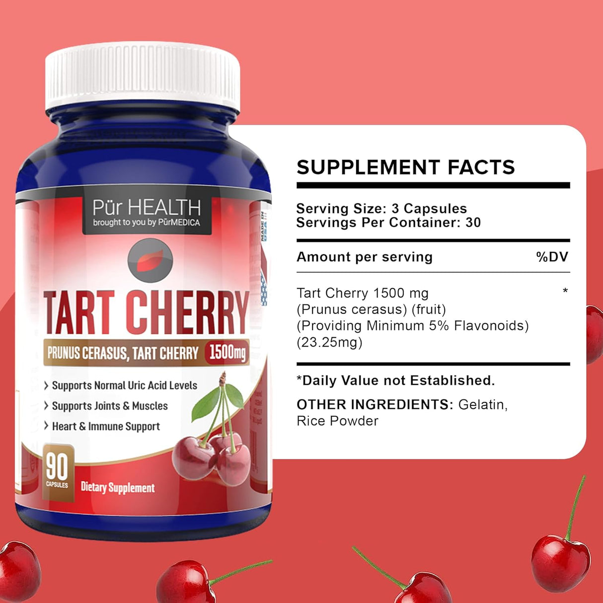 Pur Health Tart Cherry 1500Mg. 90 Capsulas