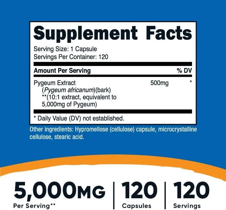 NUTRICOST - Nutricost Pygeum Extract 5000Mg. 120 Capsulas - The Red Vitamin MX - Suplementos Alimenticios - {{ shop.shopifyCountryName }}