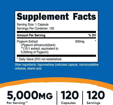 NUTRICOST - Nutricost Pygeum Extract 5000Mg. 120 Capsulas - The Red Vitamin MX - Suplementos Alimenticios - {{ shop.shopifyCountryName }}