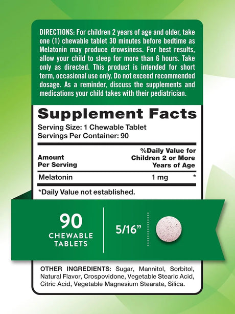 NATURE'S TRUTH - Nature's Truth Kids Melatonin 1Mg. 90 Tabletas Masticables - The Red Vitamin MX - Suplementos Alimenticios - {{ shop.shopifyCountryName }}