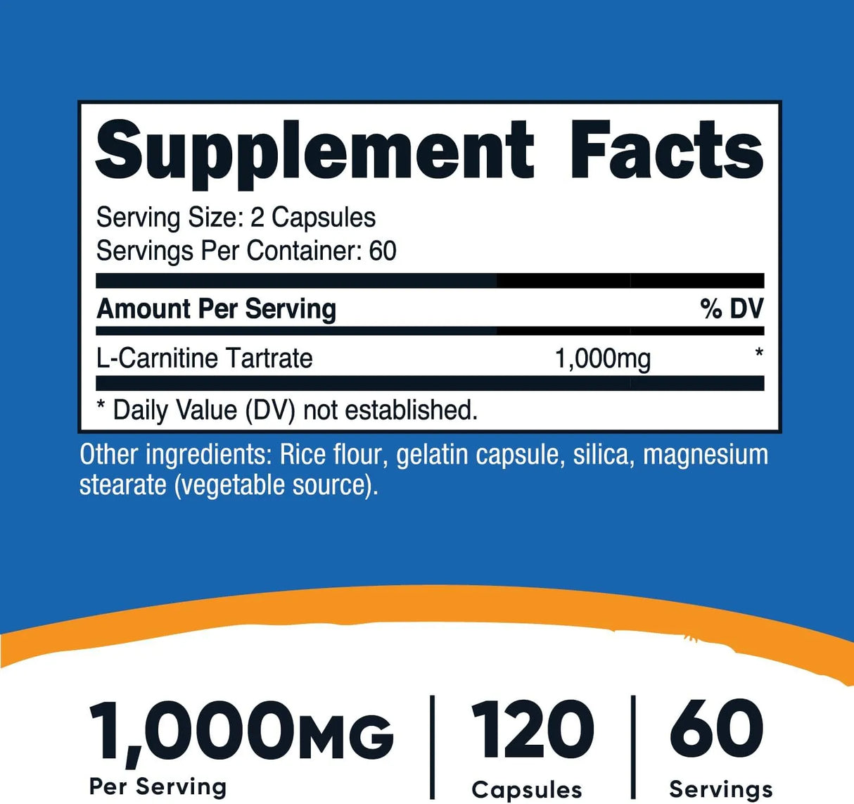 NUTRICOST - Nutricost L-Carnitine Tartrate 1000Mg. 120 Capsulas - The Red Vitamin MX - Suplementos Alimenticios - {{ shop.shopifyCountryName }}