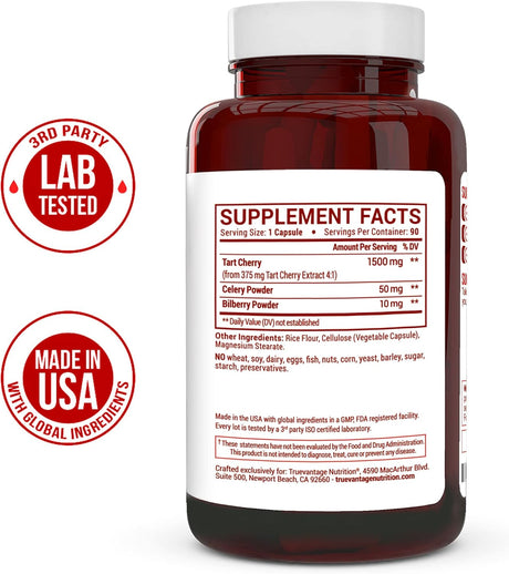 Truevantage Nutrition Tart Cherry Extract 90 Capsulas