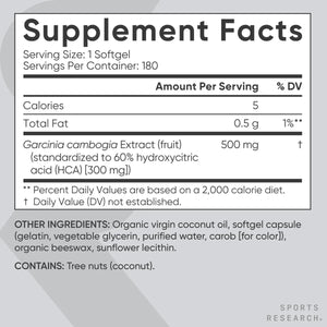 SPORTS RESEARCH - Sports Research Garcinia Cambogia Extract 500Mg. 180 Capsulas Blandas - The Red Vitamin MX - Suplementos Alimenticios - {{ shop.shopifyCountryName }}